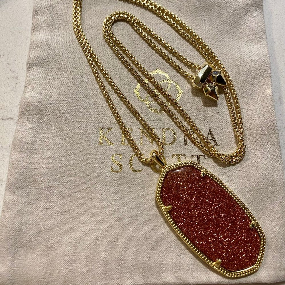 Kendra Scott Reid Adjustable Pendant Necklace | Burnt Orange Sparkle